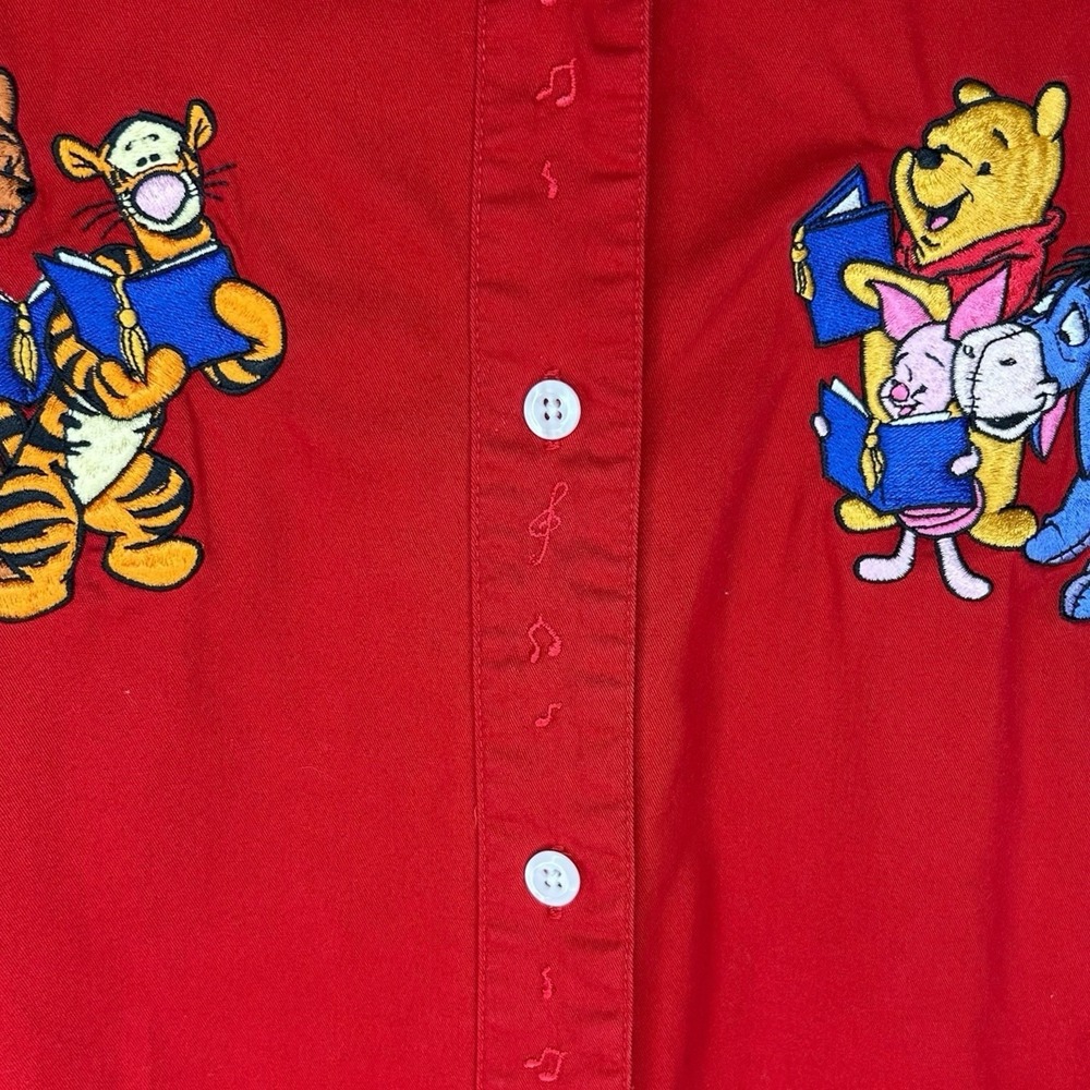 Vintage Disney Store Women's XL Winnie The Pooh Music Red Button Shirt Retro - Picture 5 of 12